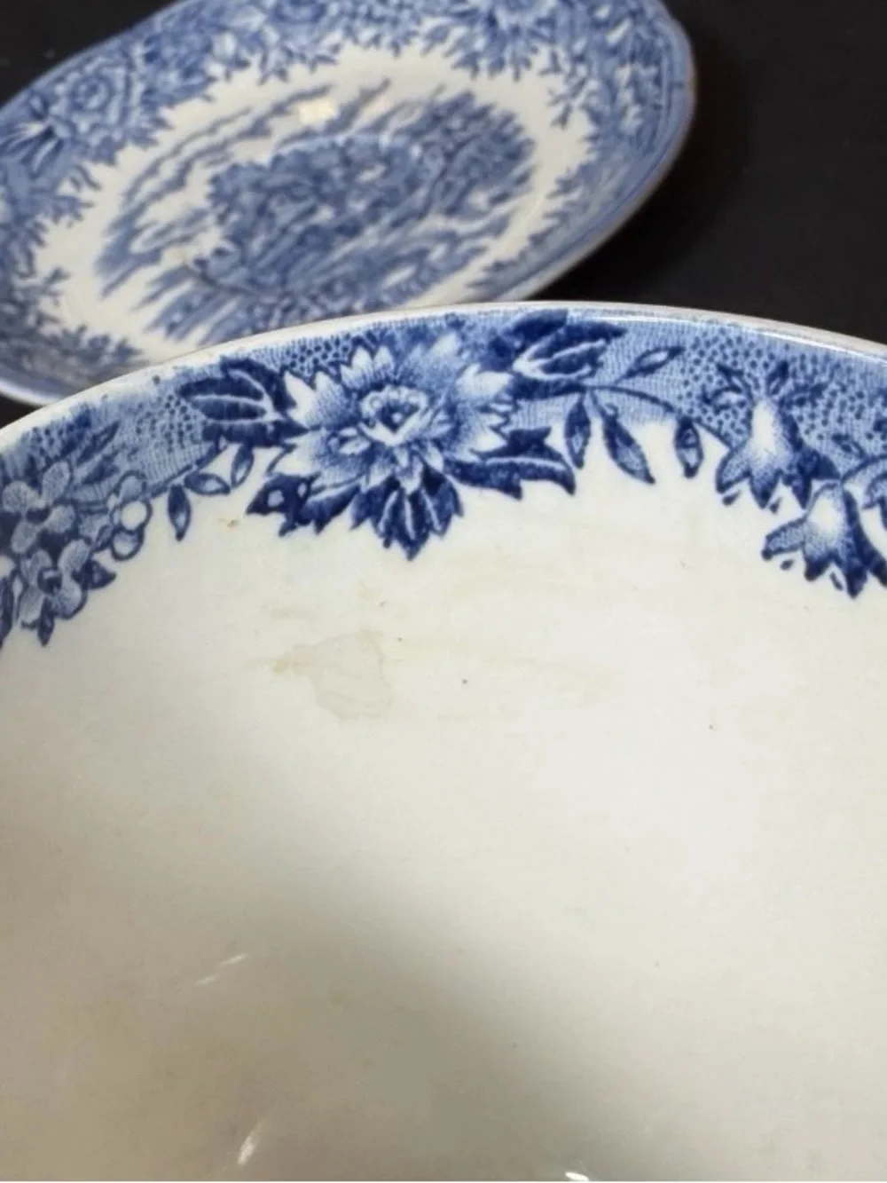 Vintage 1950s Salem English Village Blue Transferware Teacup & Saucer England